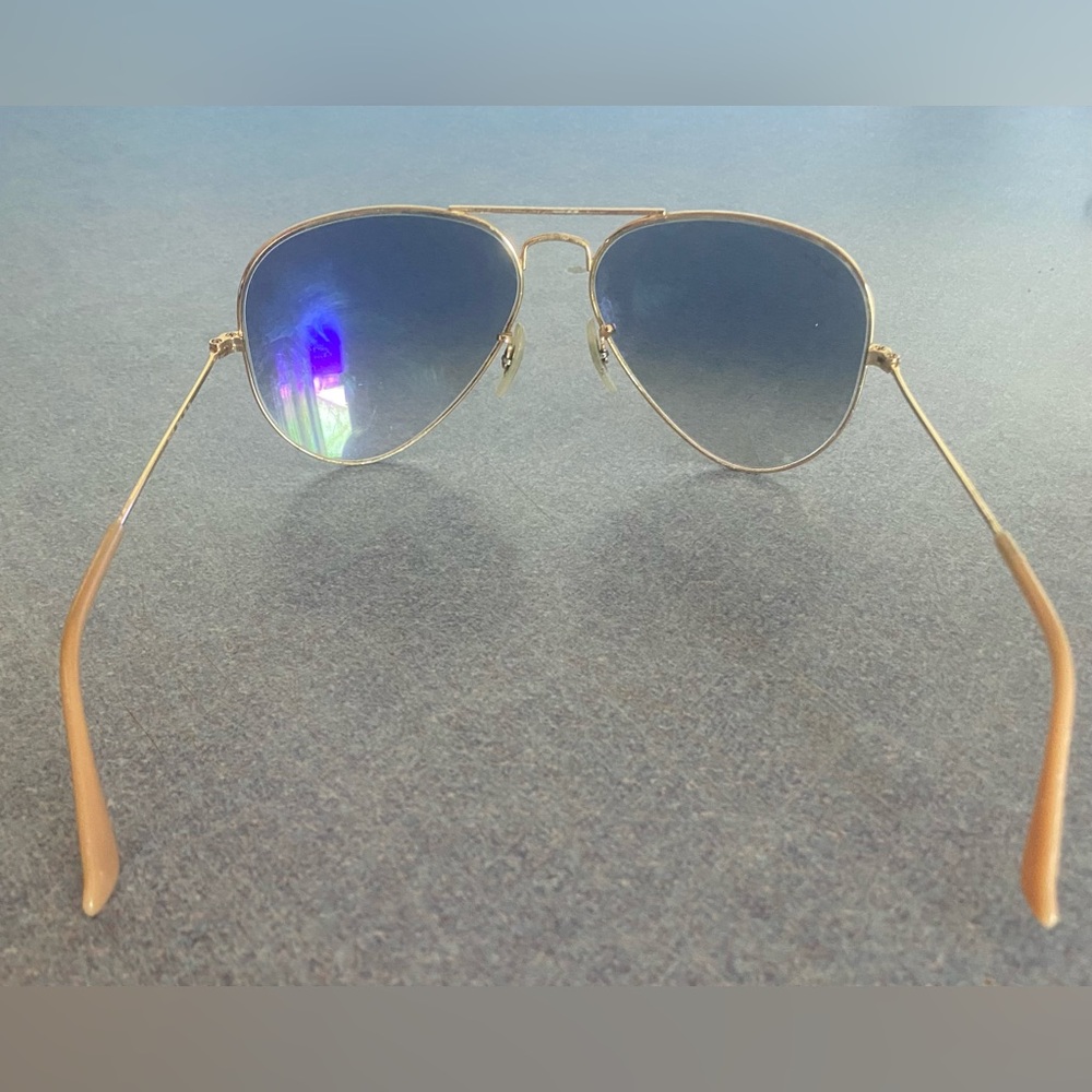 Ray-Ban Aviator Sunglasses Vintage 58014 Gold Frame Flash Blue Lenses - Picture 6 of 10